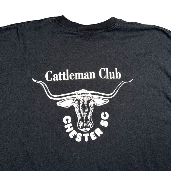 Vintage Cattleman Club Shirt Adult EXTRA LARGE Black Pocket Texas Longhorn 90s - Picture 6 of 9